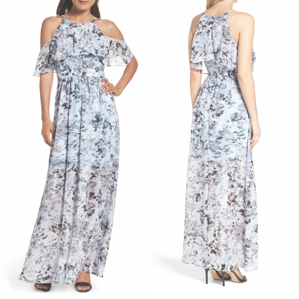Vince Camuto Floral Chiffon Halter Maxi Dress 6